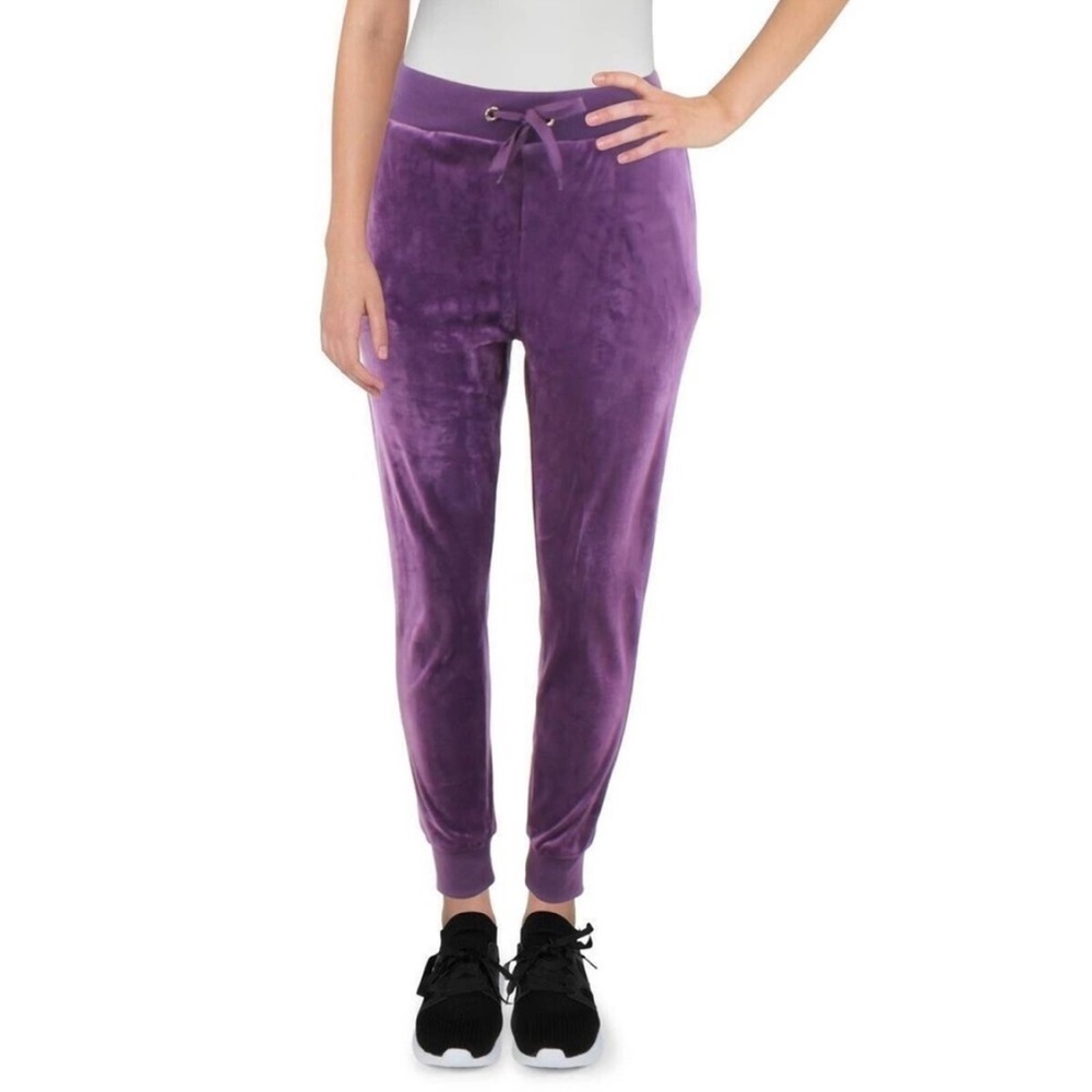 White Mark Womens Purple Velour Sweatpants Jogger Pants Loungewear Size L